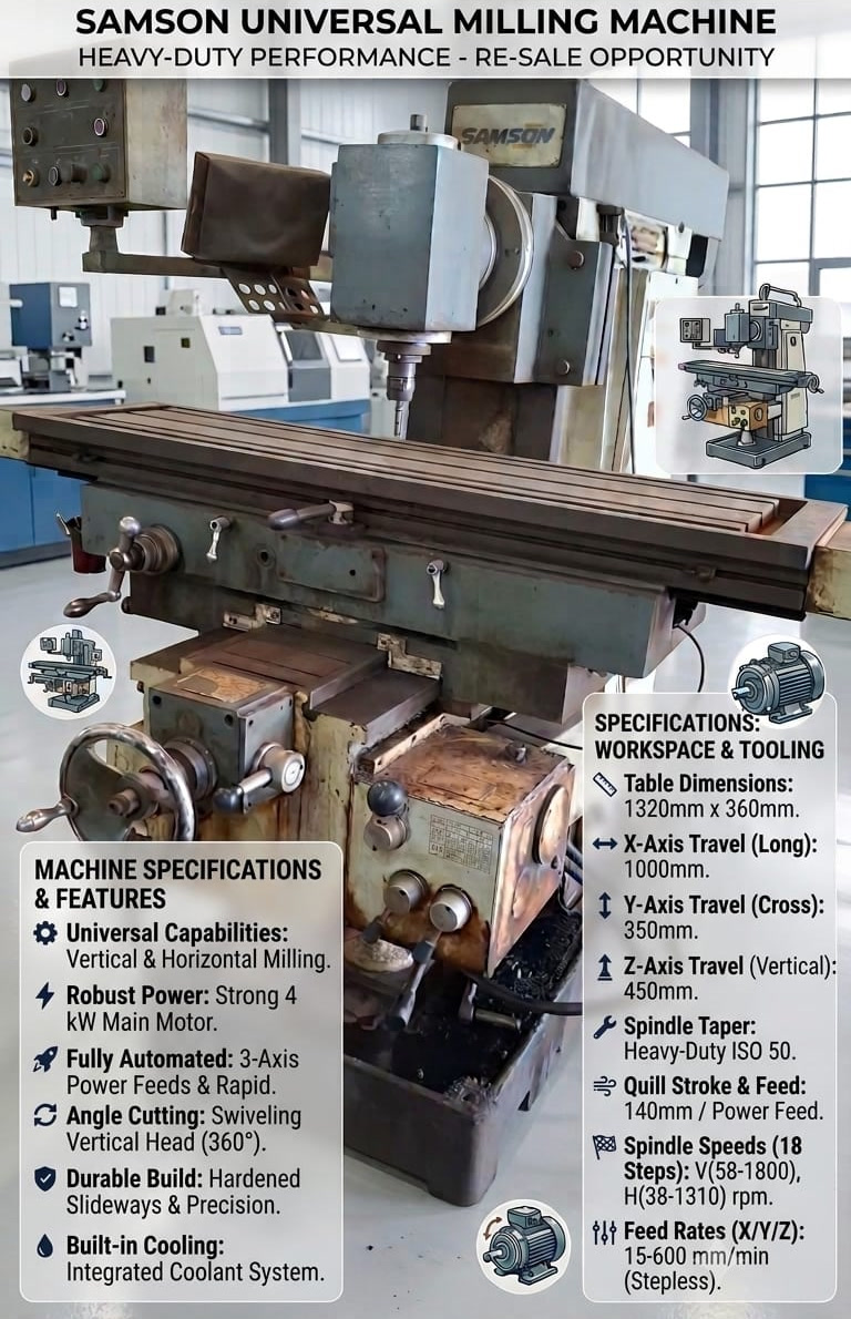 Samson universal milling machine details supplied for enquiry