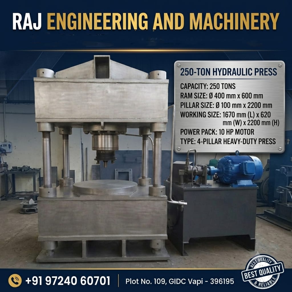 250 Ton four-pillar hydraulic press, Vapi