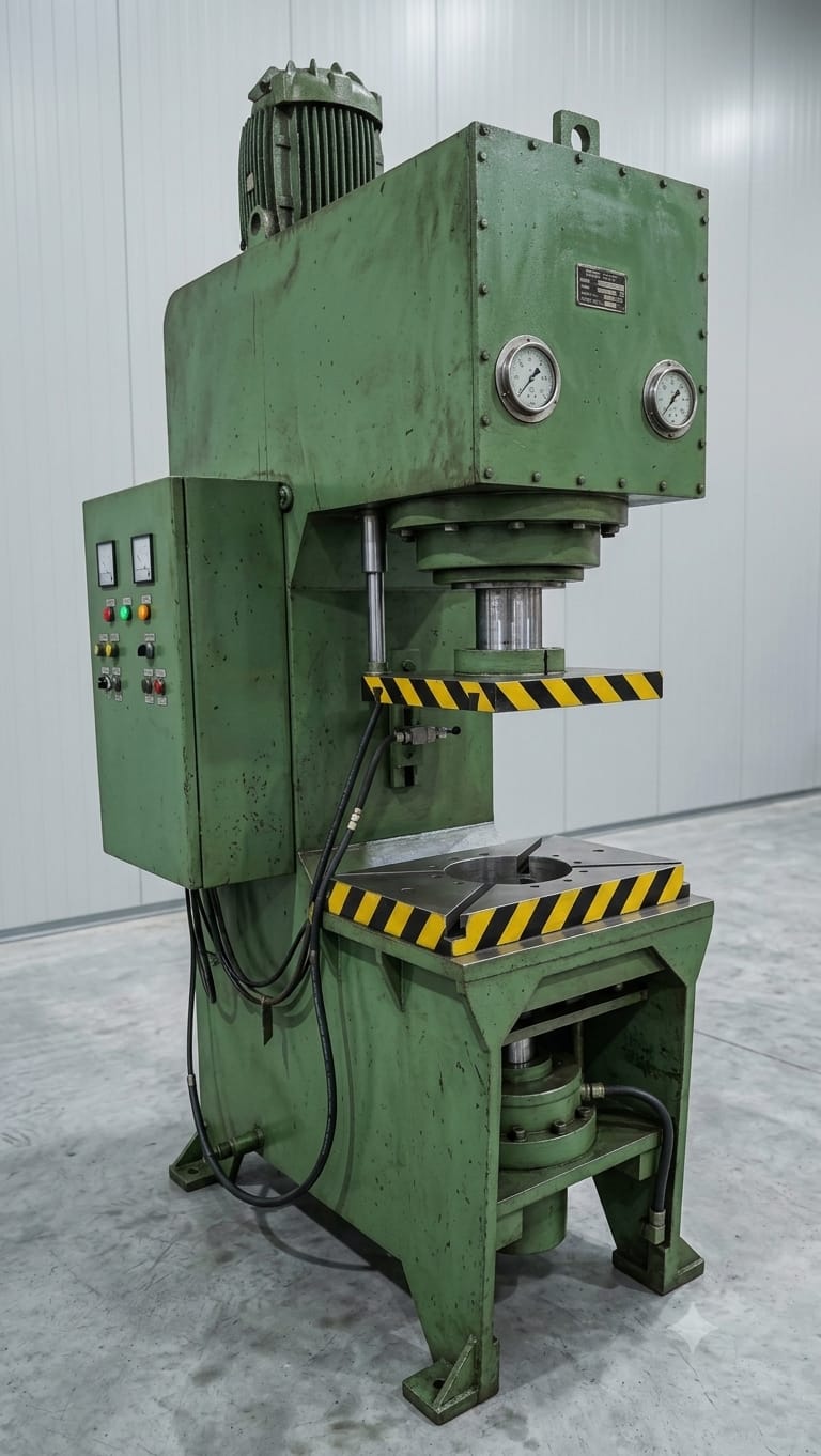 100 Ton C-frame hydraulic press for sale at Raj Engineering and Machinery Vapi
